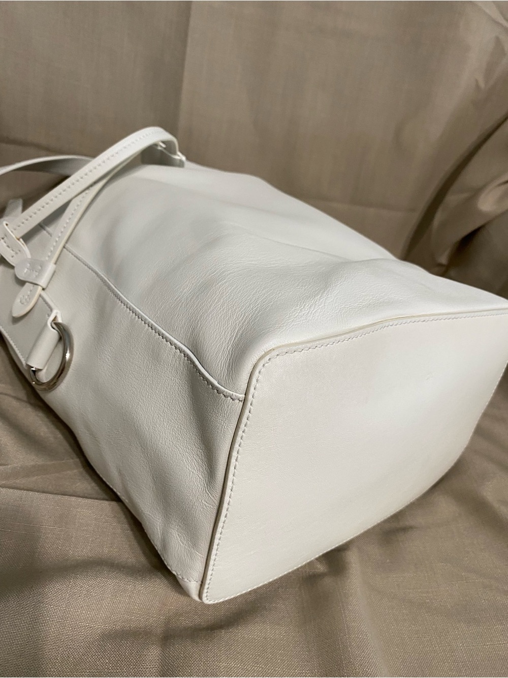 LKNW Ralph Lauren Ricky Large Drawstring Bag Leather White - Picture 10 of 14